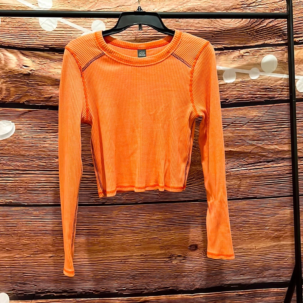 WILD FABLE RIBBED LONG SLEEVE,LONG CROPPED T-SHIRT